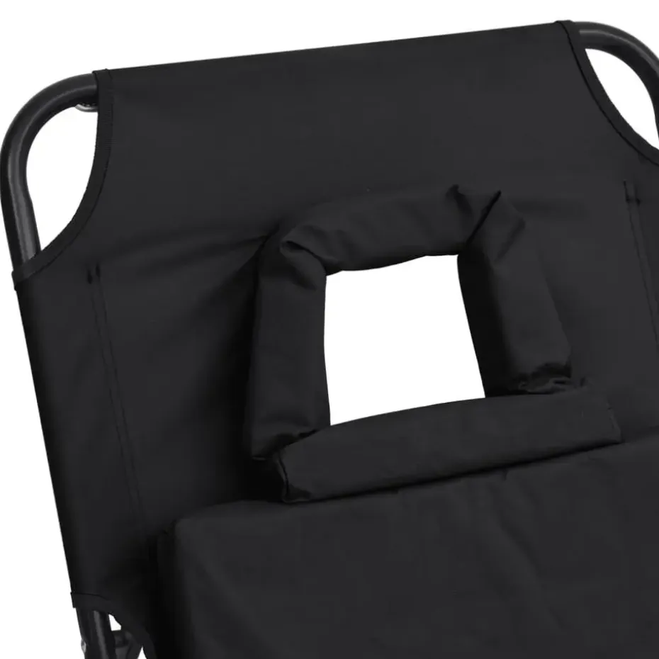 vidaXL - Ligstoel - Zwart - Staal