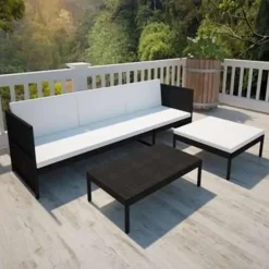 vidaXL - Lounge Sets - Zwart - Poly rattan