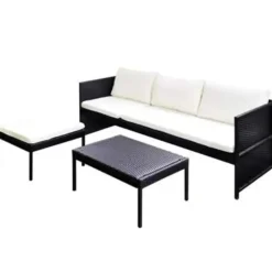 vidaXL - Lounge Sets - Zwart - Poly rattan
