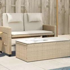 vidaXL - Loungebanken Verstelbare met crème kussens - Beige - 113x61x87 cm