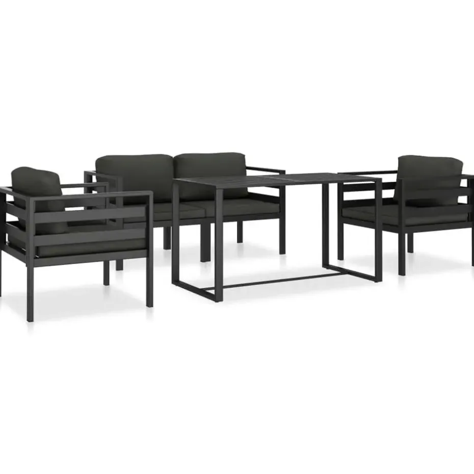 vidaXL - Loungeset - Antraciet - Aluminium