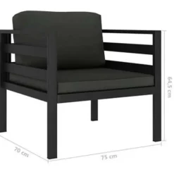 vidaXL - Loungeset - Antraciet - Aluminium