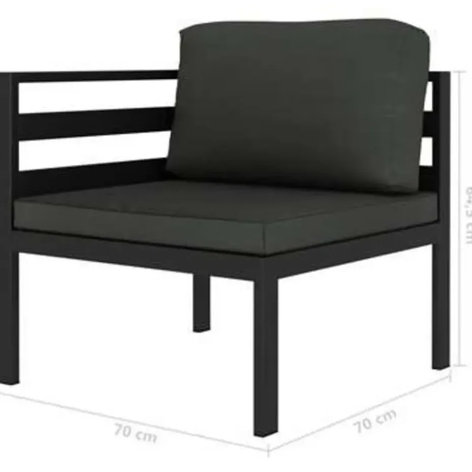 vidaXL - Loungeset - Antraciet - Aluminium