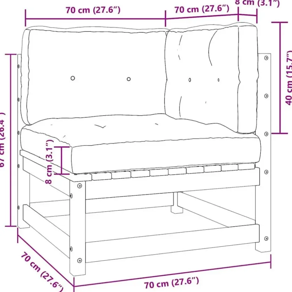 vidaXL - Loungeset - Antraciet - Grenenhout
