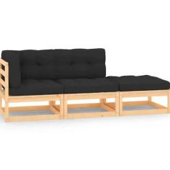 vidaXL - Loungeset - Antraciet - Grenenhout - 3 stuks - Met kussens