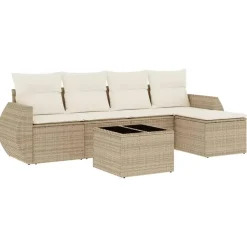 vidaXL - Loungeset - Beige - Poly rattan - 6 stuks