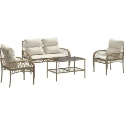 vidaXL - Loungeset - Beige - Poly rattan