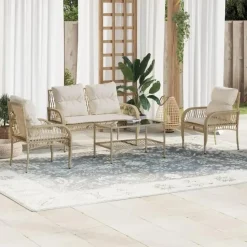 vidaXL - Loungeset - Beige - Poly rattan