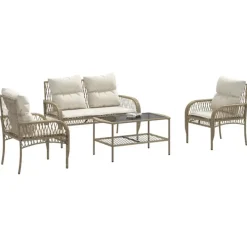 vidaXL - Loungeset - Beige - Poly rattan