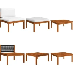 vidaXL - Loungeset - Bruin - Acaciahout - 3 stuks - Met kussens