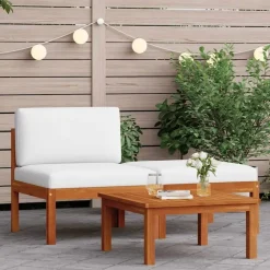 vidaXL - Loungeset - Bruin - Acaciahout - 3 stuks - Met kussens