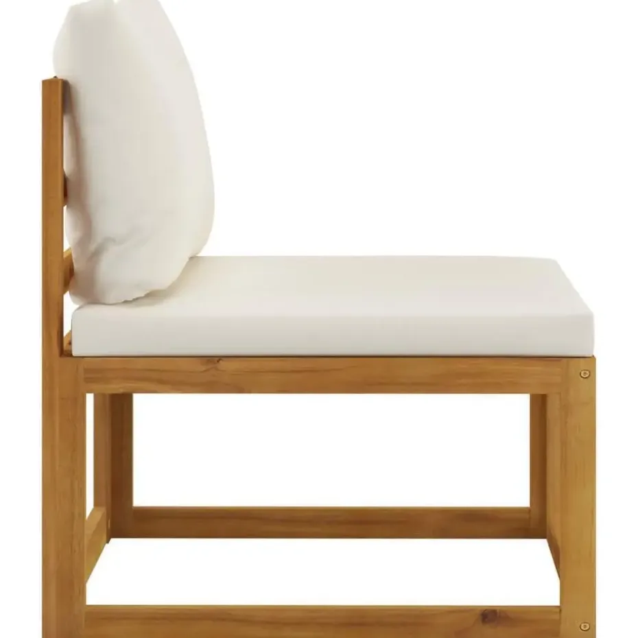 vidaXL - Loungeset - Crème - Acaciahout - 7 stuks - Met kussens