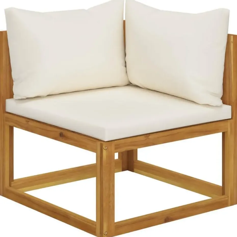 vidaXL - Loungeset - Crème - Acaciahout - 7 stuks - Met kussens