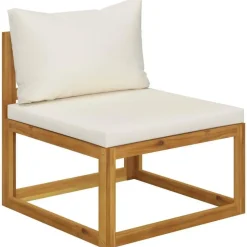 vidaXL - Loungeset - Crème - Acaciahout - 7 stuks - Met kussens