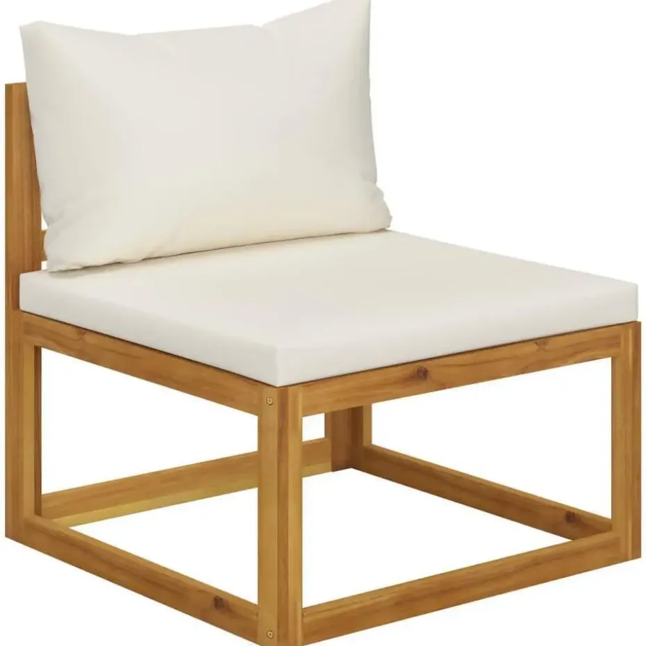 vidaXL - Loungeset - Crème - Acaciahout - 7 stuks - Met kussens