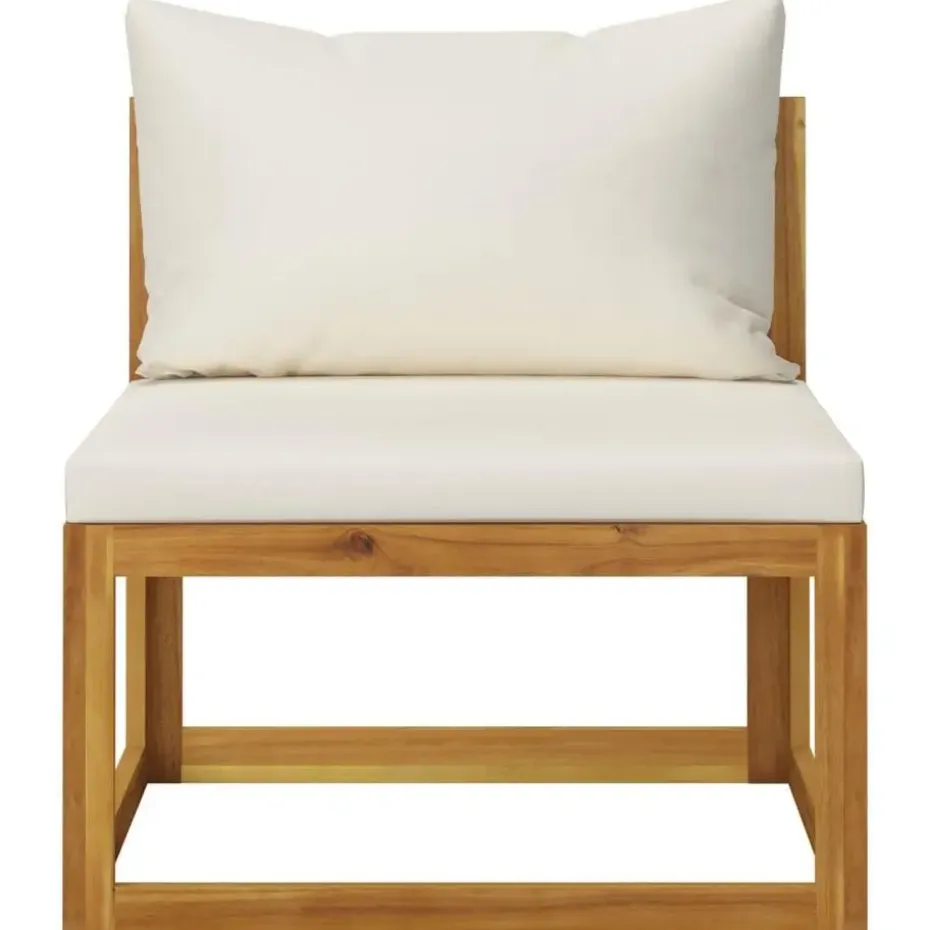 vidaXL - Loungeset - Crème - Acaciahout - 7 stuks - Met kussens