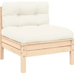 vidaXL - Loungeset - Crème - Grenenhout - 3 stuks - Met kussens