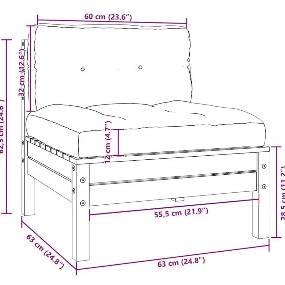 vidaXL - Loungeset - Crème - Grenenhout - 3 stuks - Met kussens
