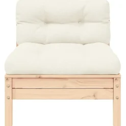 vidaXL - Loungeset - Crème - Grenenhout - 3 stuks - Met kussens