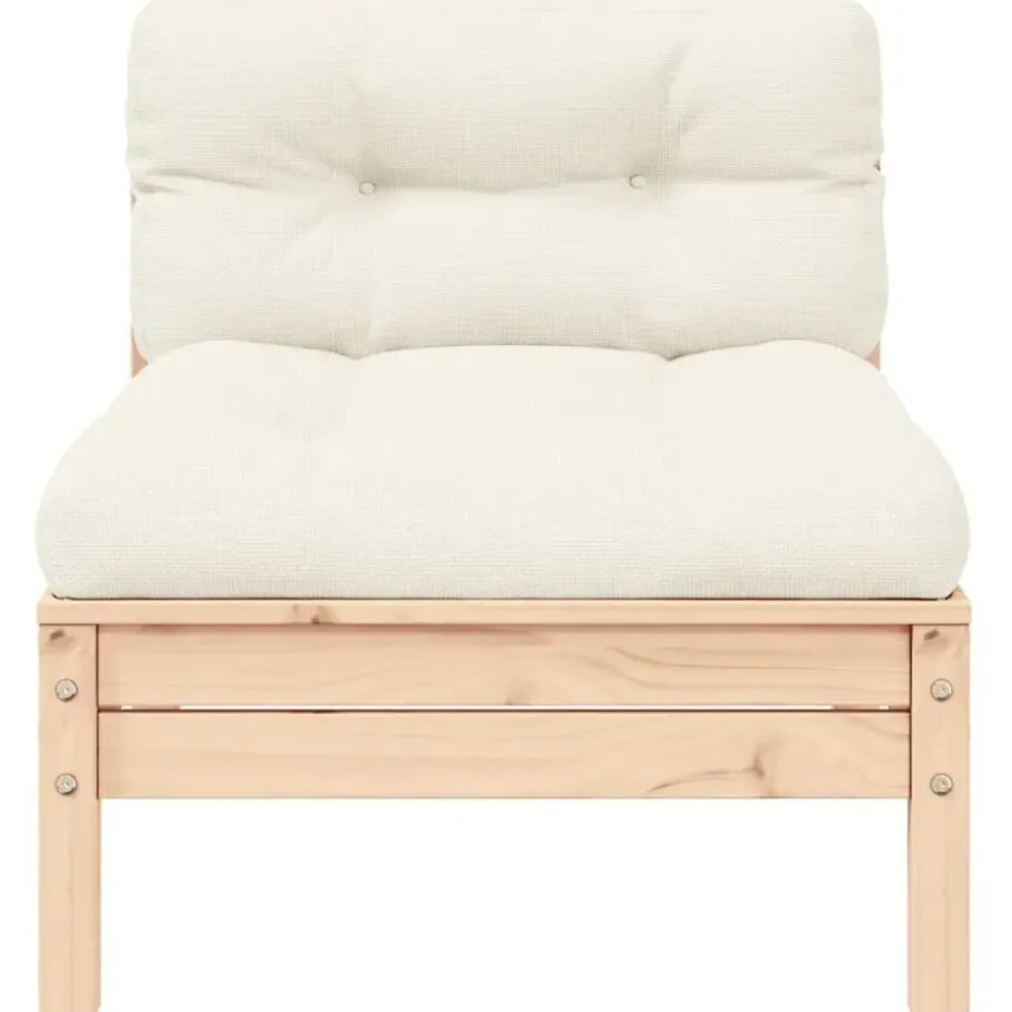 vidaXL - Loungeset - Crème - Grenenhout - 3 stuks - Met kussens