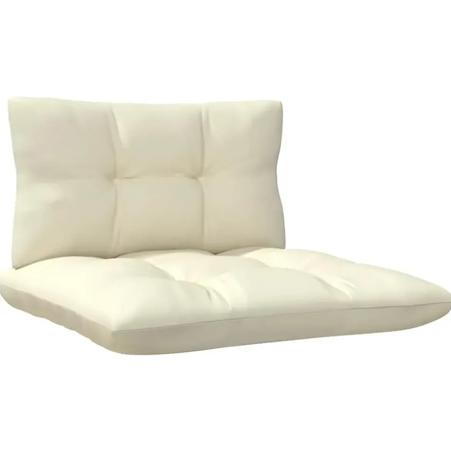 vidaXL - Loungeset - Crème - Grenenhout - 3 stuks - Met kussens