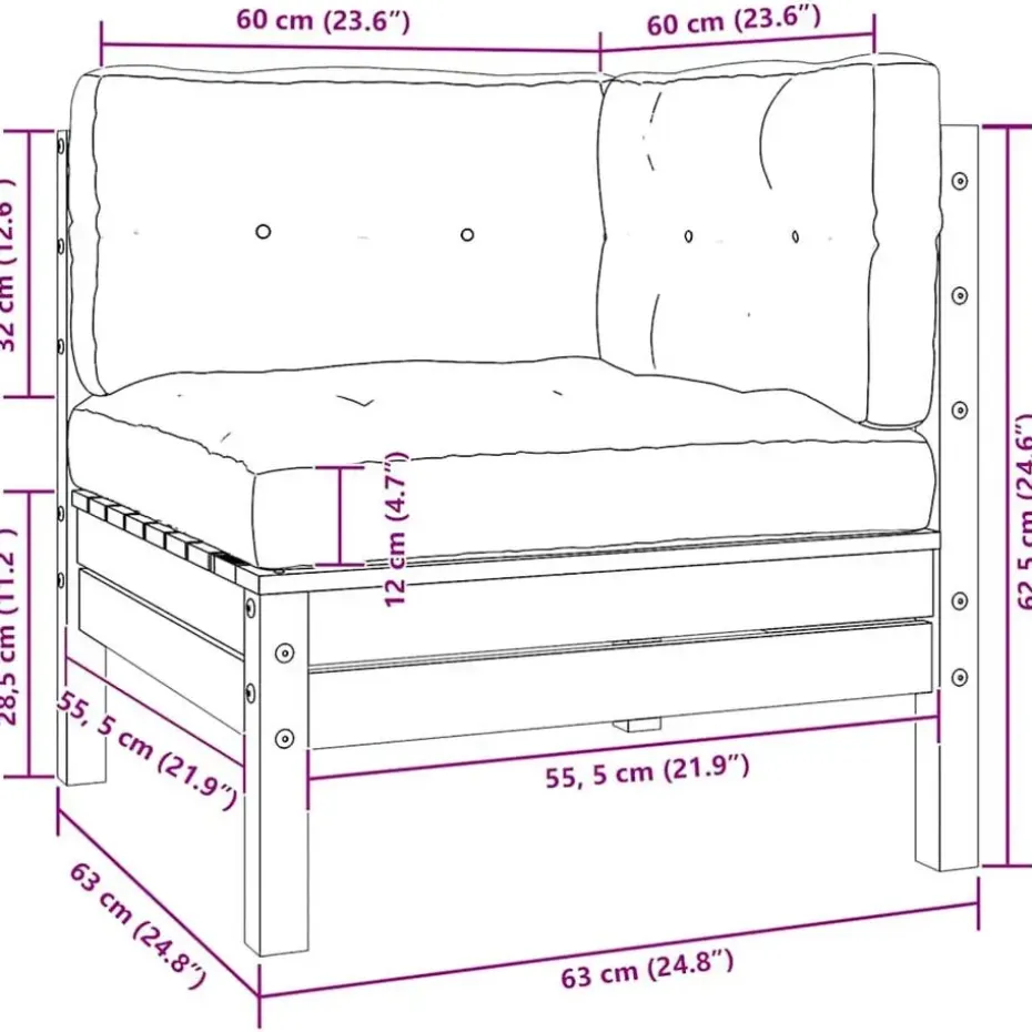 vidaXL - Loungeset - Crème - Grenenhout - 3 stuks - Met kussens