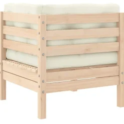 vidaXL - Loungeset - Crème - Grenenhout - 3 stuks - Met kussens