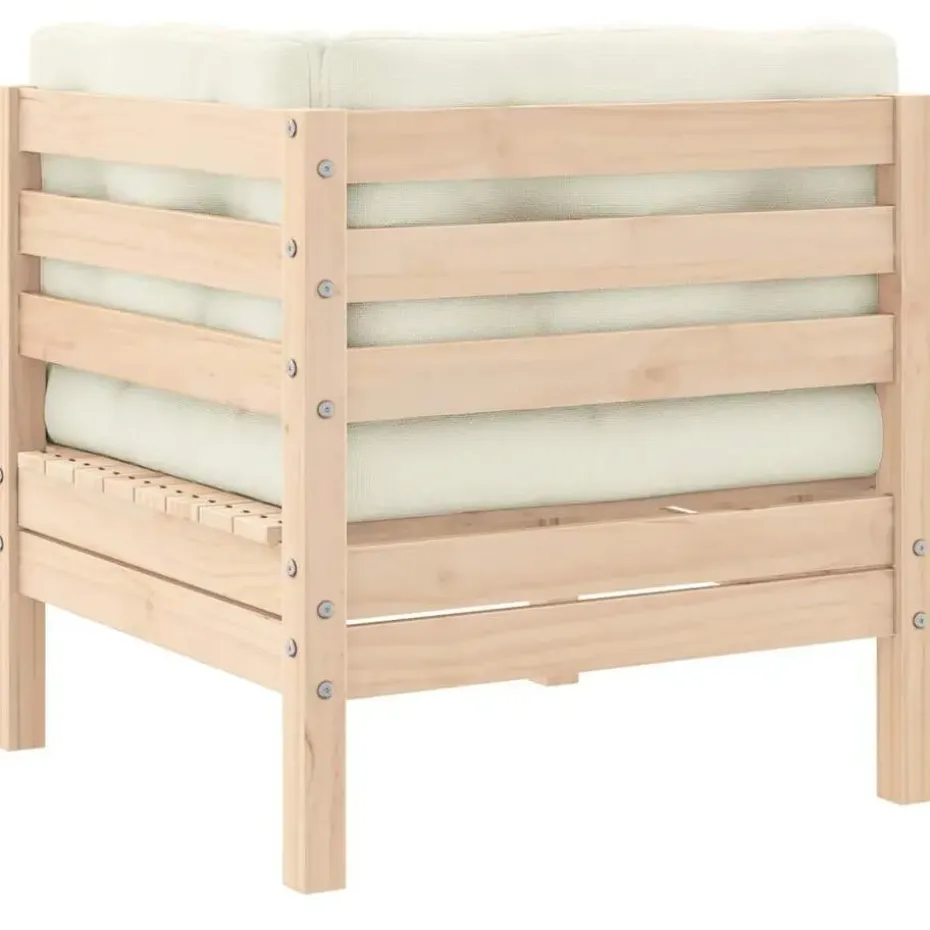 vidaXL - Loungeset - Crème - Grenenhout - 3 stuks - Met kussens