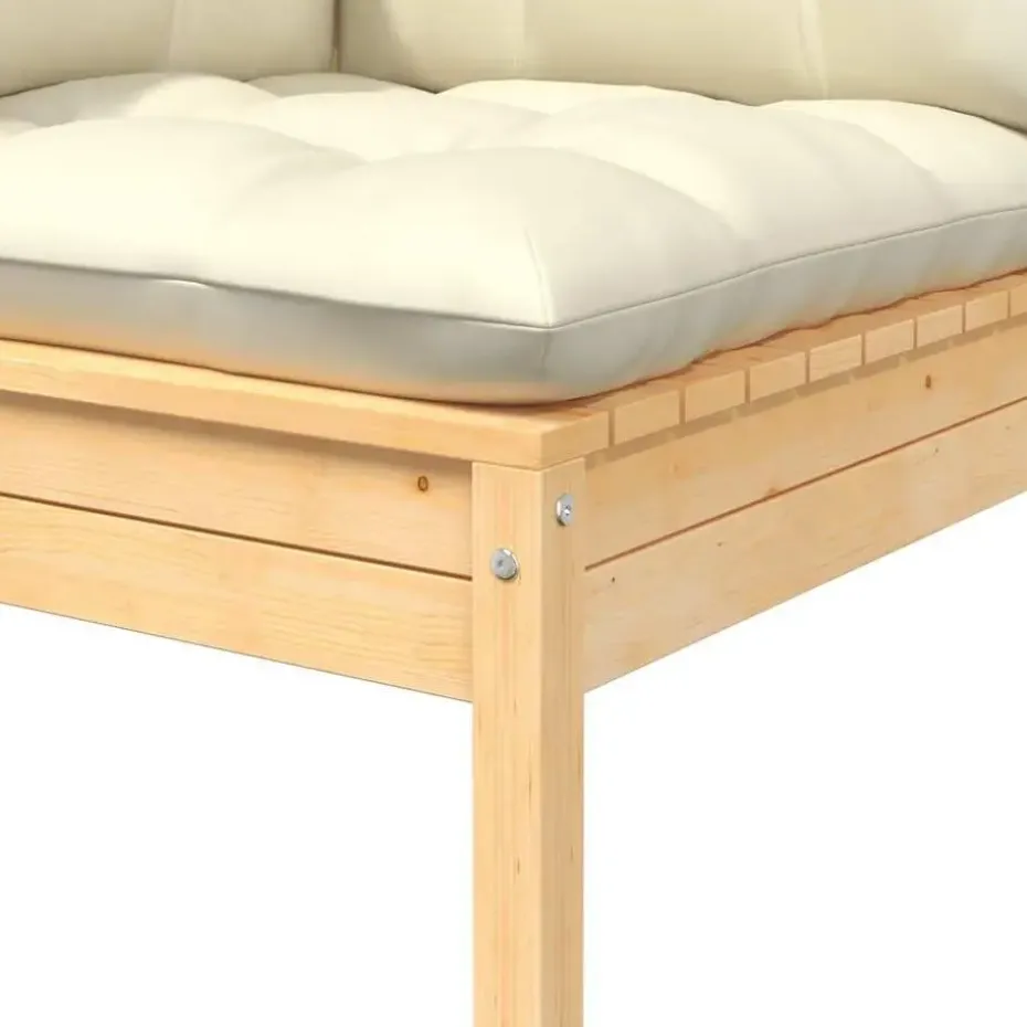 vidaXL - Loungeset - Crème - Grenenhout - 3 stuks - Met kussens