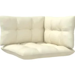 vidaXL - Loungeset - Crème - Grenenhout - 3 stuks - Met kussens