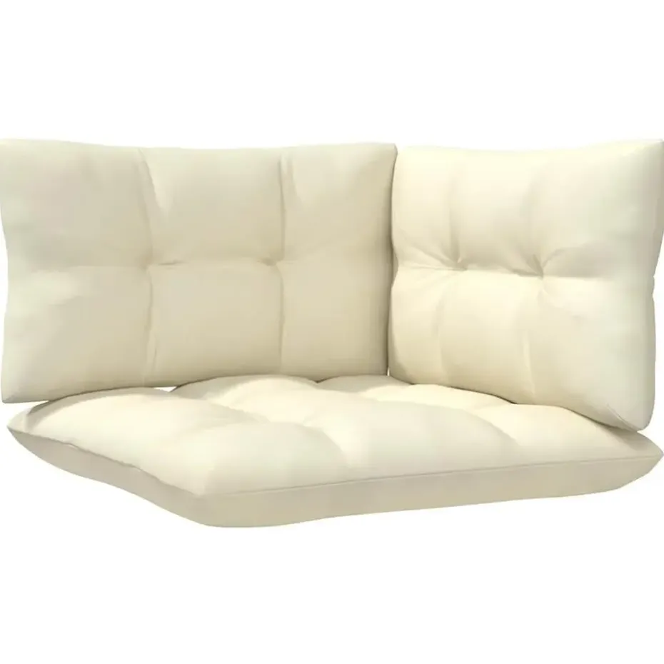 vidaXL - Loungeset - Crème - Grenenhout - 3 stuks - Met kussens