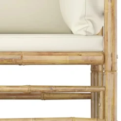 vidaXL - Loungeset - Crèmewitte - Bamboe - 5 stuks - Met kussens