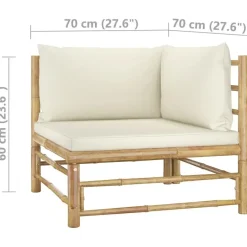 vidaXL - Loungeset - Crèmewitte - Bamboe - 5 stuks - Met kussens