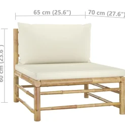vidaXL - Loungeset - Crèmewitte - Bamboe - 5 stuks - Met kussens