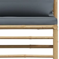 vidaXL - Loungeset - Donkergrijze - Bamboe - 3 stuks - Met kussens