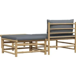 vidaXL - Loungeset - Donkergrijze - Bamboe - 3 stuks - Met kussens