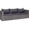 vidaXL - Loungeset - Grijs - Poly rattan - 3 stuks