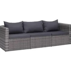 vidaXL - Loungeset - Grijs - Poly rattan - 3 stuks