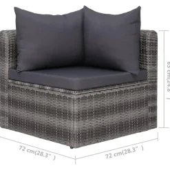 vidaXL - Loungeset - Grijs - Poly rattan - 3 stuks