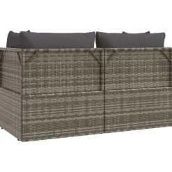 vidaXL - Loungeset - Grijs - Poly rattan - 3 stuks - Met kussens