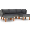 vidaXL - Loungeset - Grijs - Poly rattan - 5 stuks - Met kussens