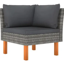 vidaXL - Loungeset - Grijs - Poly rattan - 5 stuks - Met kussens