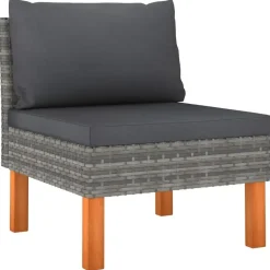 vidaXL - Loungeset - Grijs - Poly rattan - 5 stuks - Met kussens