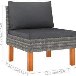 vidaXL - Loungeset - Grijs - Poly rattan - 5 stuks - Met kussens