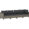 vidaXL - Loungeset - Grijs - Poly rattan - 4 stuks - Met kussens
