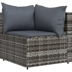vidaXL - Loungeset - Grijs - Poly rattan - 3 stuks - Met kussens