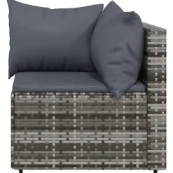 vidaXL - Loungeset - Grijs - Poly rattan - 3 stuks - Met kussens