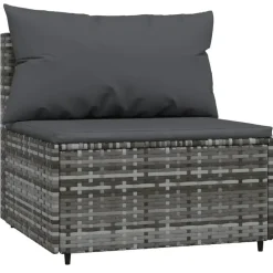 vidaXL - Loungeset - Grijs - Poly rattan - 3 stuks - Met kussens