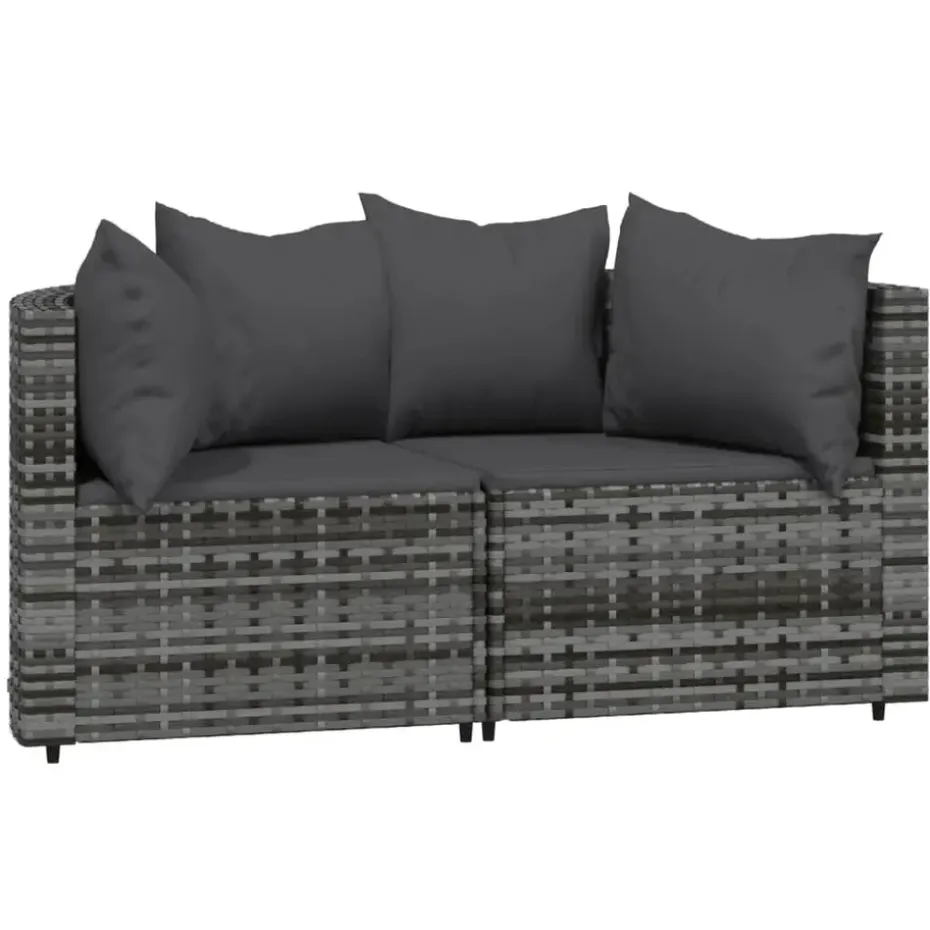 vidaXL - Loungeset - Grijs - Poly rattan - 3 stuks - Met kussens