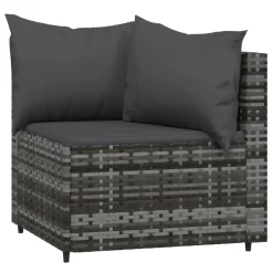 vidaXL - Loungeset - Grijs - Poly rattan - 3 stuks - Met kussens